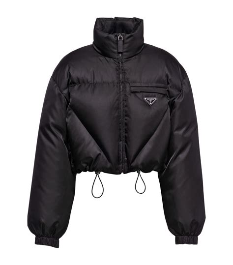 prada ダウンジャケット|prada black cropped puffer jacket.